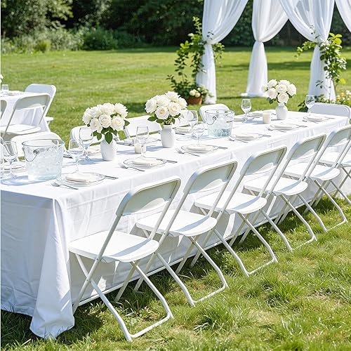 ONBRILL Paquete de 10 sillas plegables, sillas plegables de plástico resistente de capacidad de 550 libras con marco de acero reforzado, silla