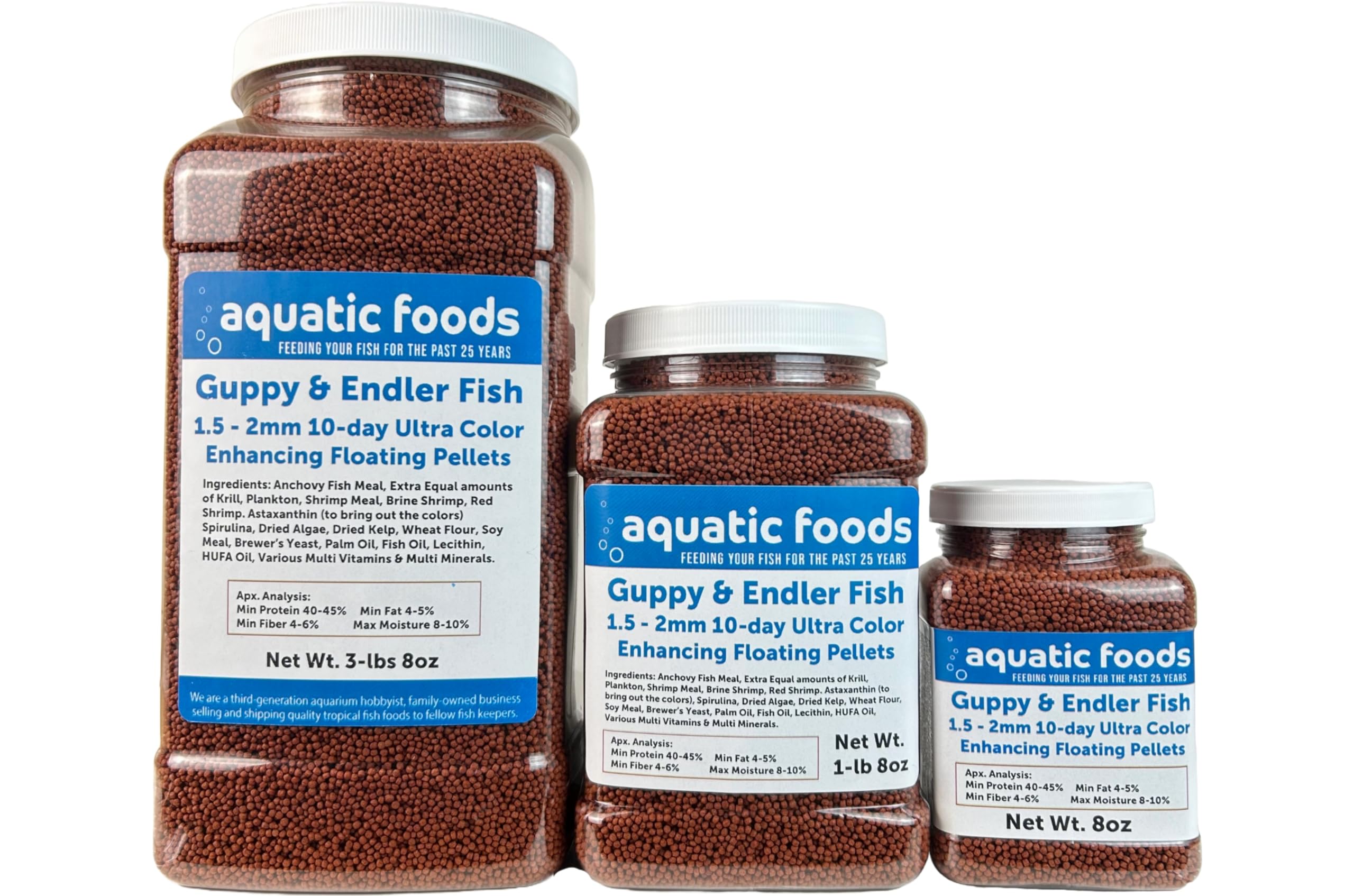 Aquatic Foods Inc Guppy Endler Fish Ultra Red Color Enhancing 1 5mm-2mm Floating Pellets Color Enhancing in 10-Days