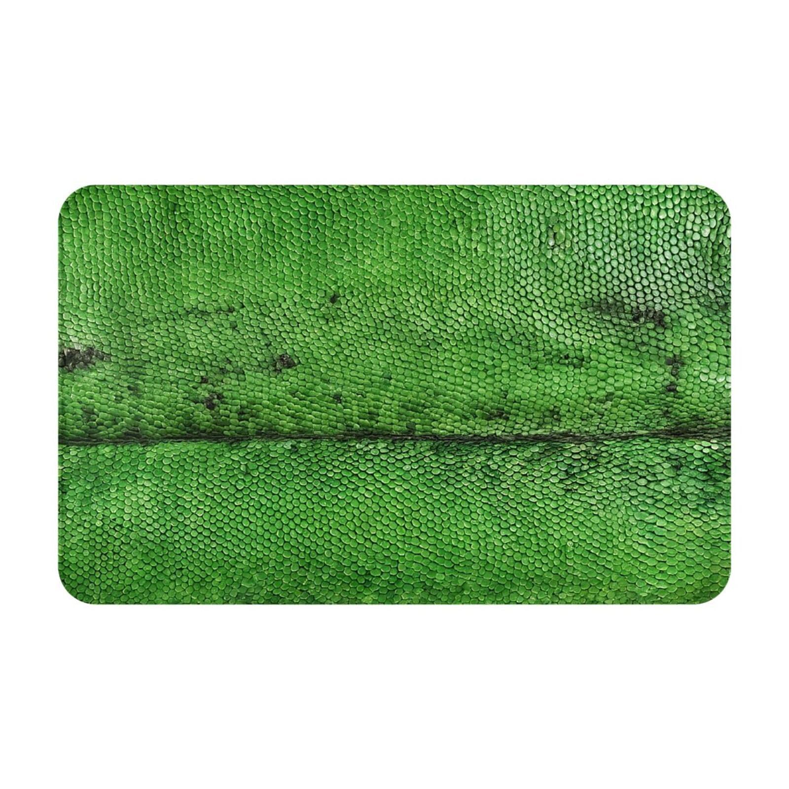 Green Snakeskin Print Living Room Bathroom Kitchen Anti Slip and Absorbent Carpet, Indoor Entrance Door Muddy Floor Mat, Ultra Soft Washable Carpet 21x31.5 Inches
