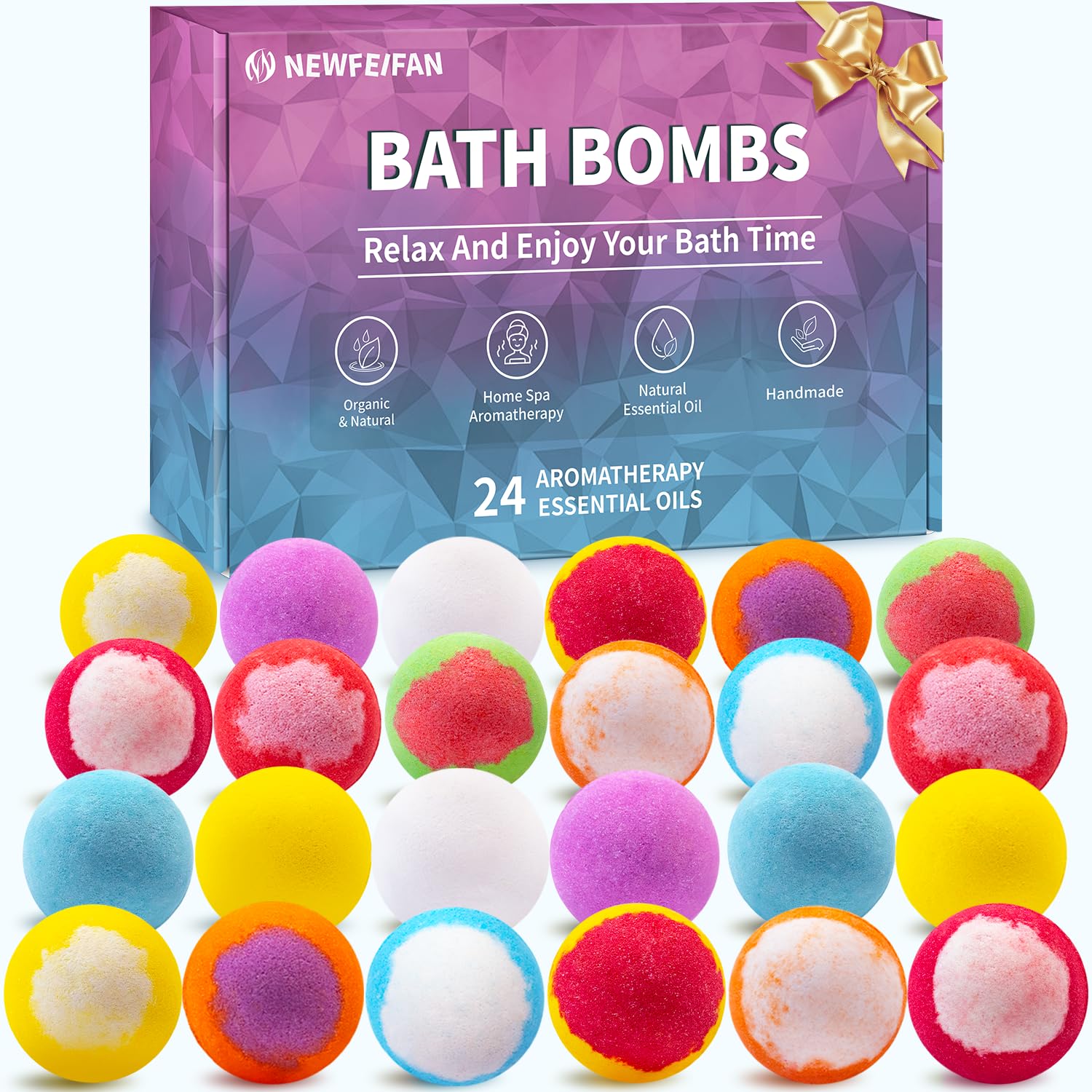 24-Pack Handmade Natural Essential Oil Bath Bomb