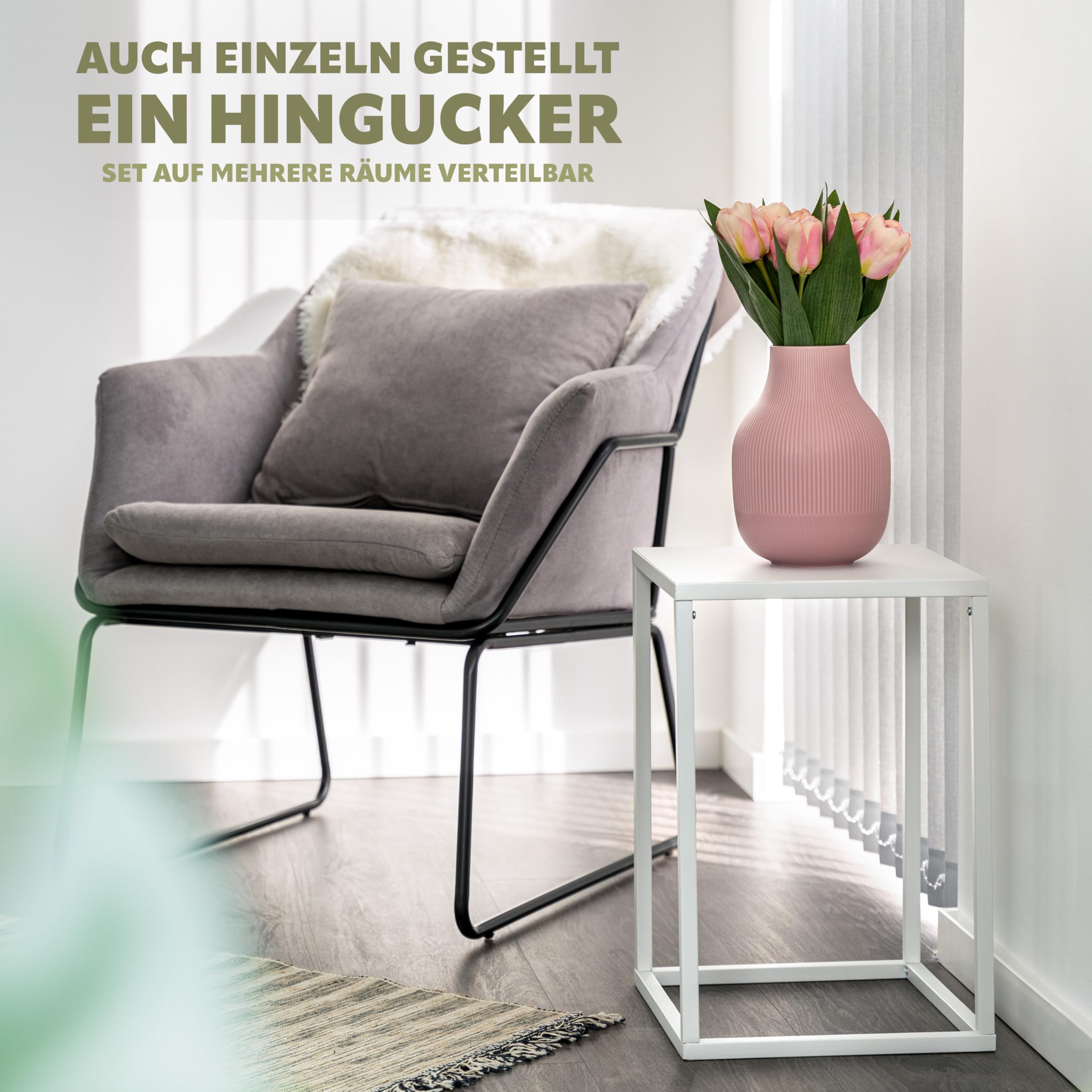 bremermann Blumenhocker 3er-Set, Metall-Pflanzenständer, moderne Blumensäule ideal für Wohnzimmer, Flur und Büro, stabiles Regal für Dekoration und Zimmerpflanzen, aus Metall (Weiß)