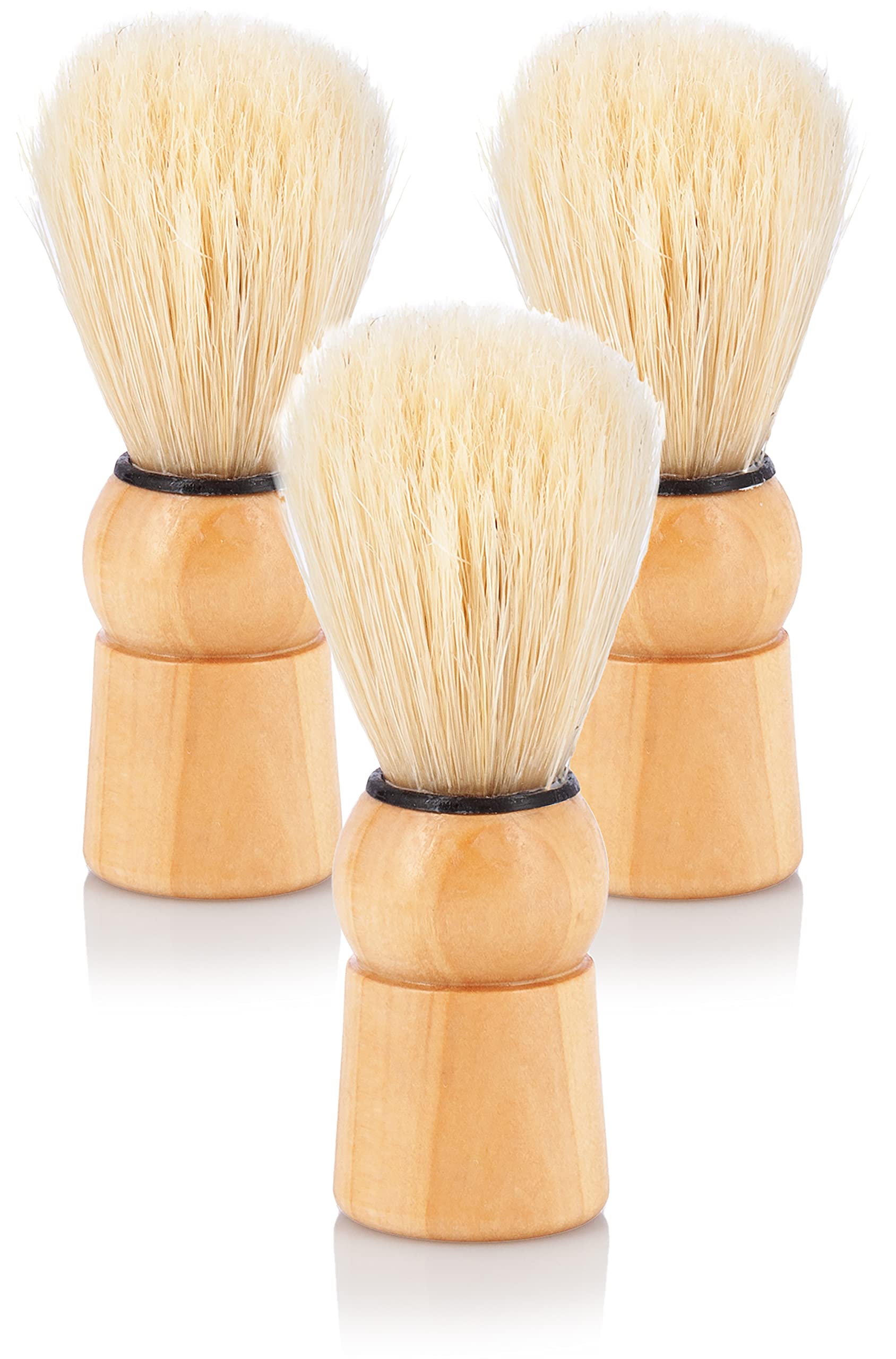 JUVITUS Shaving Brush - Boar Bristles & Wooden Handle - 3 Pack
