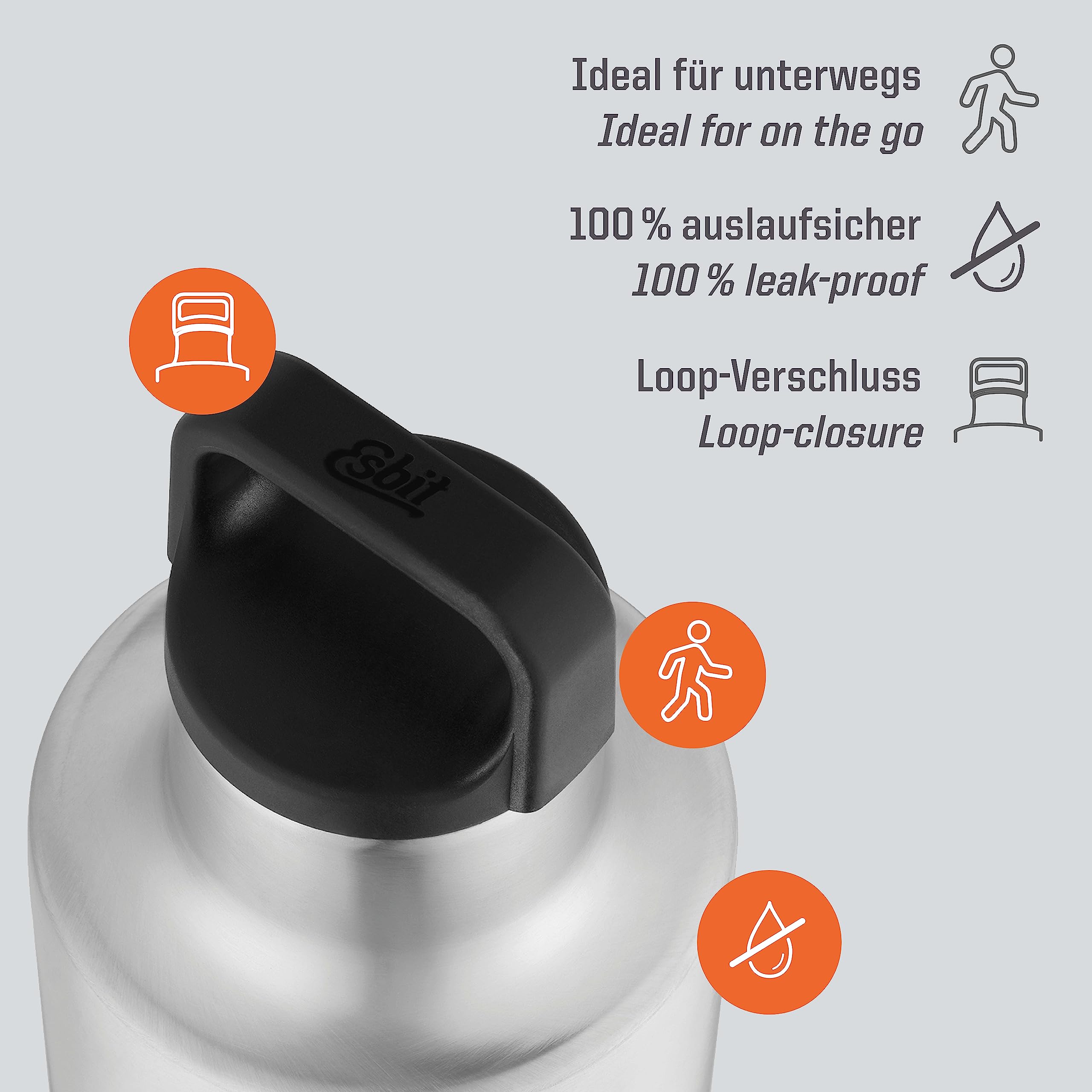 Esbit Isolierflasche Sculptor - Edelstahl Trinkflasche 1000 ml - für warme und kalte Getränke