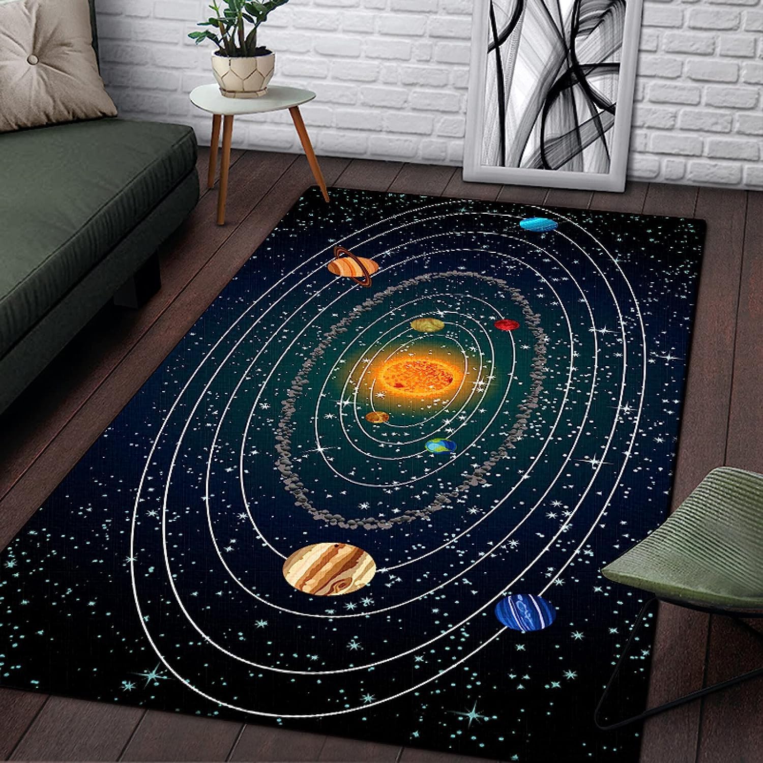 Morbido Tappeto Per Sala Da Pranzo Stampato In 3D Luna Galassia Cosmica 31,4 X 62,9 Pollici - Tappeto Antiscivolo A Pelo Corto - Zerbino Decorativo Per La Casa - Antimacchia, Non Perde Peluc -6X8O-N8G