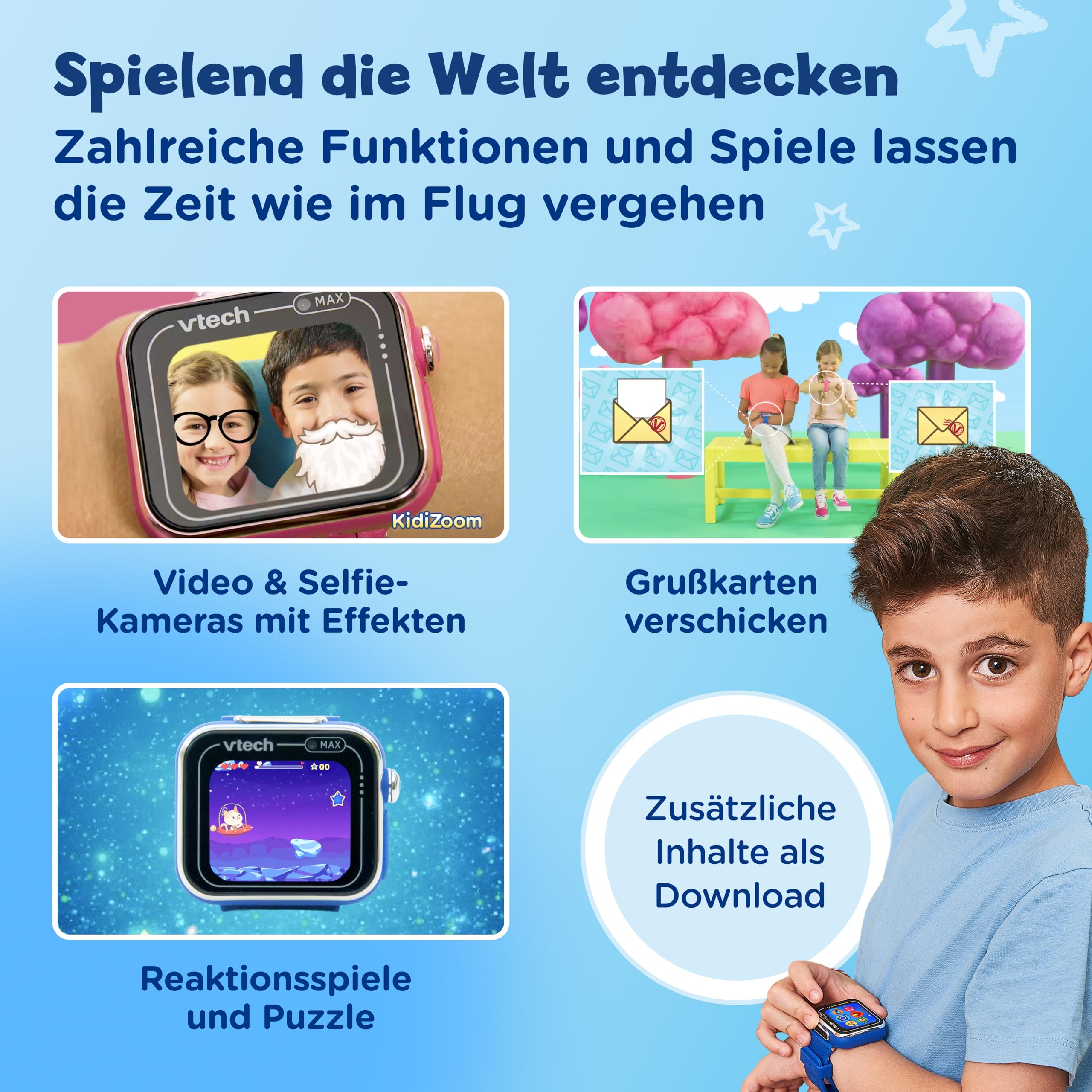 VTech KidiZoom Smart Watch MAX Blau - Kinder-Smartwatch