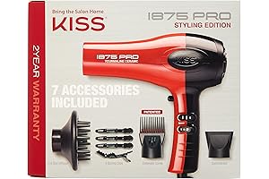 KISS 1875 Watt Pro Tourmaline Ceramic Argan Heat Hair Dryer, Styling Edition