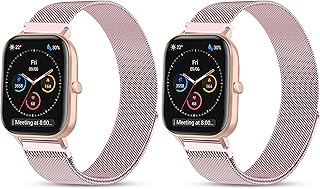 سوار بديل معدني من الستانلس ستيل متوافق مع ساعة امازفيت جي تي اس 4 ميني ميلانيز من فيليكس، 20 ملم، زهري، 145-220 ملم (عبوة من قطعتين)