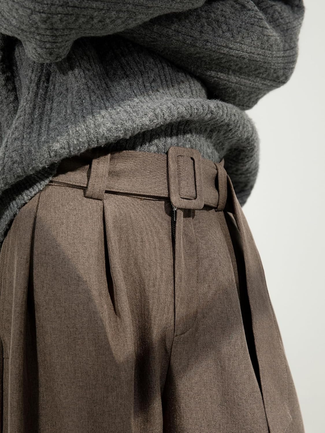 Mens Pleated Wide Leg Old Money Baggy Pants Casual Zipper Fly Pants Elastic Waist Loose Fit Fall Long Trousers with Pockets - Image 9