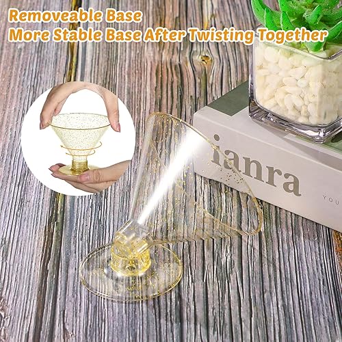 Miniatura 3 de Yinkin 100 vasos de Martini de plástico desechables, mini vasos de plástico para martini, postre de PVC, irrompibles con cucharas para bodas,