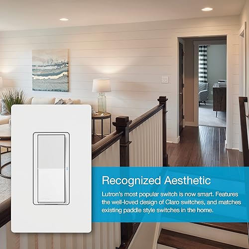 Miniatura 3 de Lutron Claro - Interruptor de luz inteligente para iluminación Caseta, para luces LED, ventiladores, 5 amperios, un solo polo3 vías, requiere