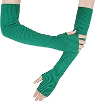 Vista 52 de Guantes cálidos de cachemira de brazo largo para mujer, guantes de invierno acogedores sin dedos, calentadores de brazos suaves, gran regalo de Negro