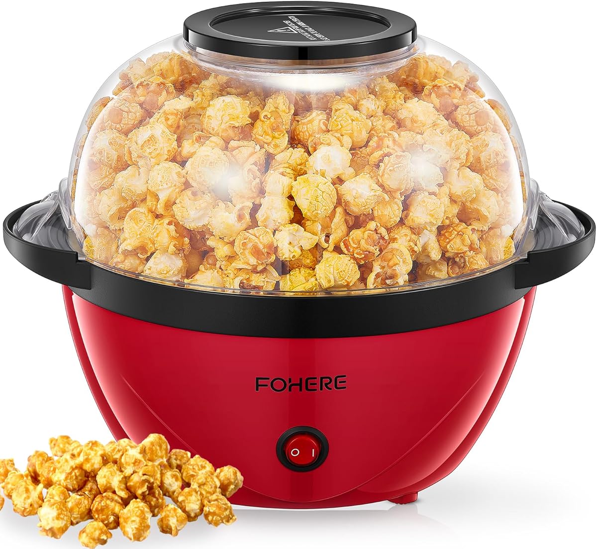 FOHERE Popcorn Maker Machine, 3.5L Popcorn Popper for Home, Electric Stirring Popcorn Popper with Sugar & Oil, Non-Stick Coating, Quiet and Fast, For Movie Nights, Christmas Eve