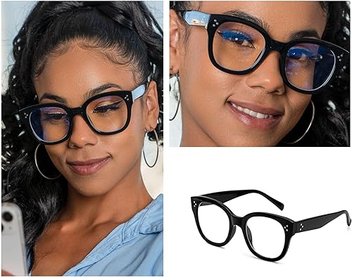 Miniatura 7 de Lentes de luz azul de gran tamaño con marco atrevido para mujer, marcos de anteojos redondos para computadora para mujer