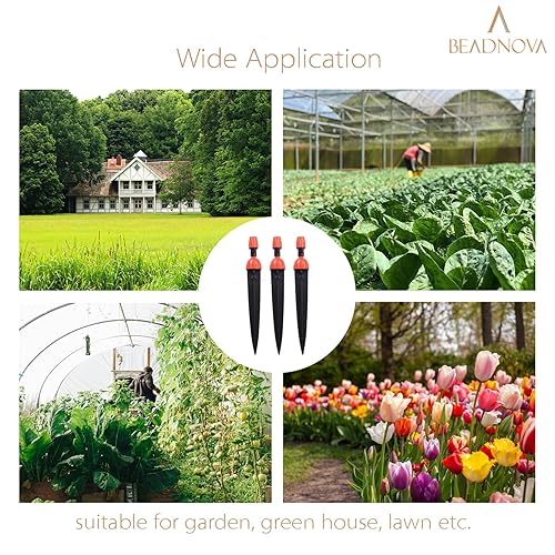 Miniatura 6 de BEADNOVA Goteros de riego, 30 unidades de emisores de goteo para 14 de pulgada con acoplamiento recto, microaspersor de 360 grados, cabezales de