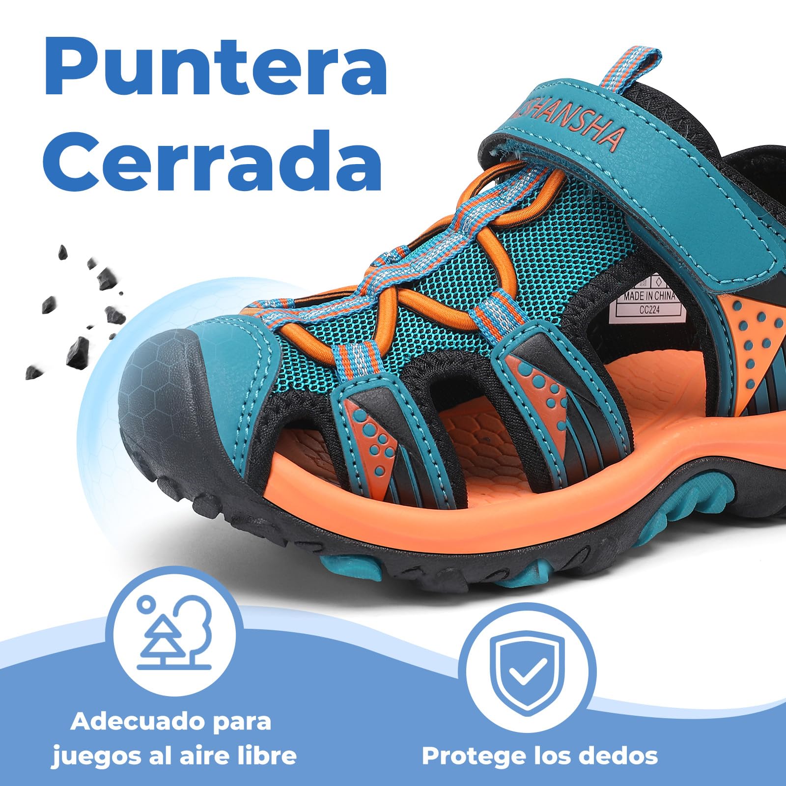 Mishansha Sandalias de Verano para Niños con Puntera Cerrada Resistentes y Cómodas para Actividades Al Aire Libre,25-38