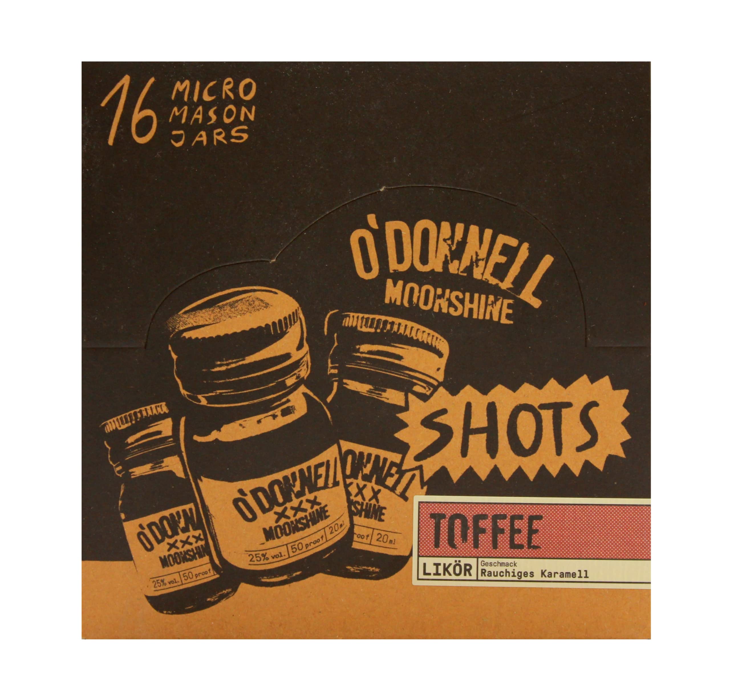 O`Donnell Moonshine Likör Toffee Shots 25% vol, 16er Pack (16 x 20ml)