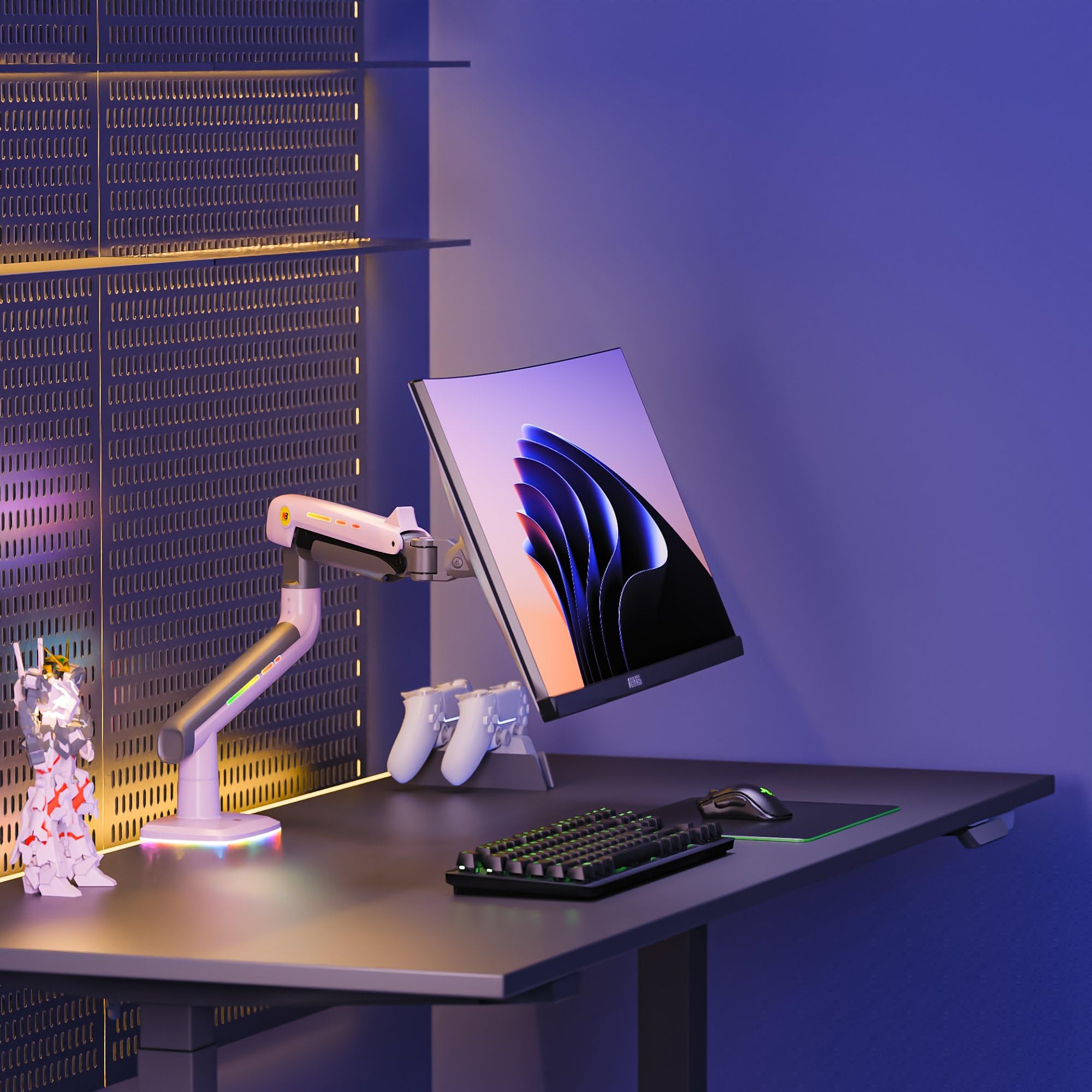 Amazon.co.jp: NB ERGONOMIC 【RGBライト付き】大型モニターアーム 大