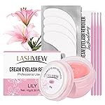 LASHVIEW Eyelash Extension Remover Cream Gentle Lily Formula, Lash Removal Kit with Eye Patches & Cotton Swabs(10g)