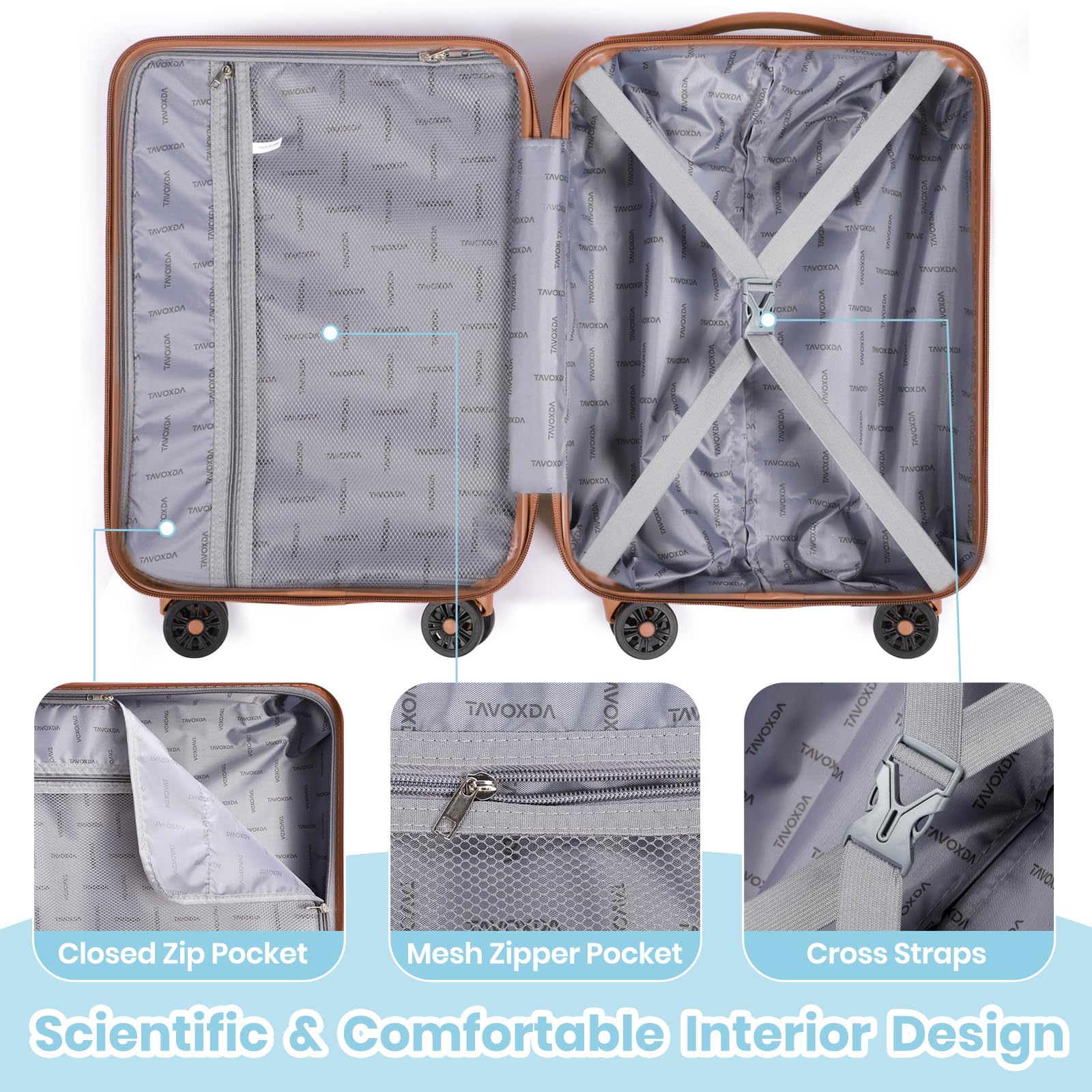 H.yeed Ensemble de Valises de Voyage 3 Pièces, Valise Cabine Rigide Légère en ABS avec 4 Roues Pivotantes et Serrure TSA, 21" + Sac de Voyage et Trousse de Toilette, Blanc