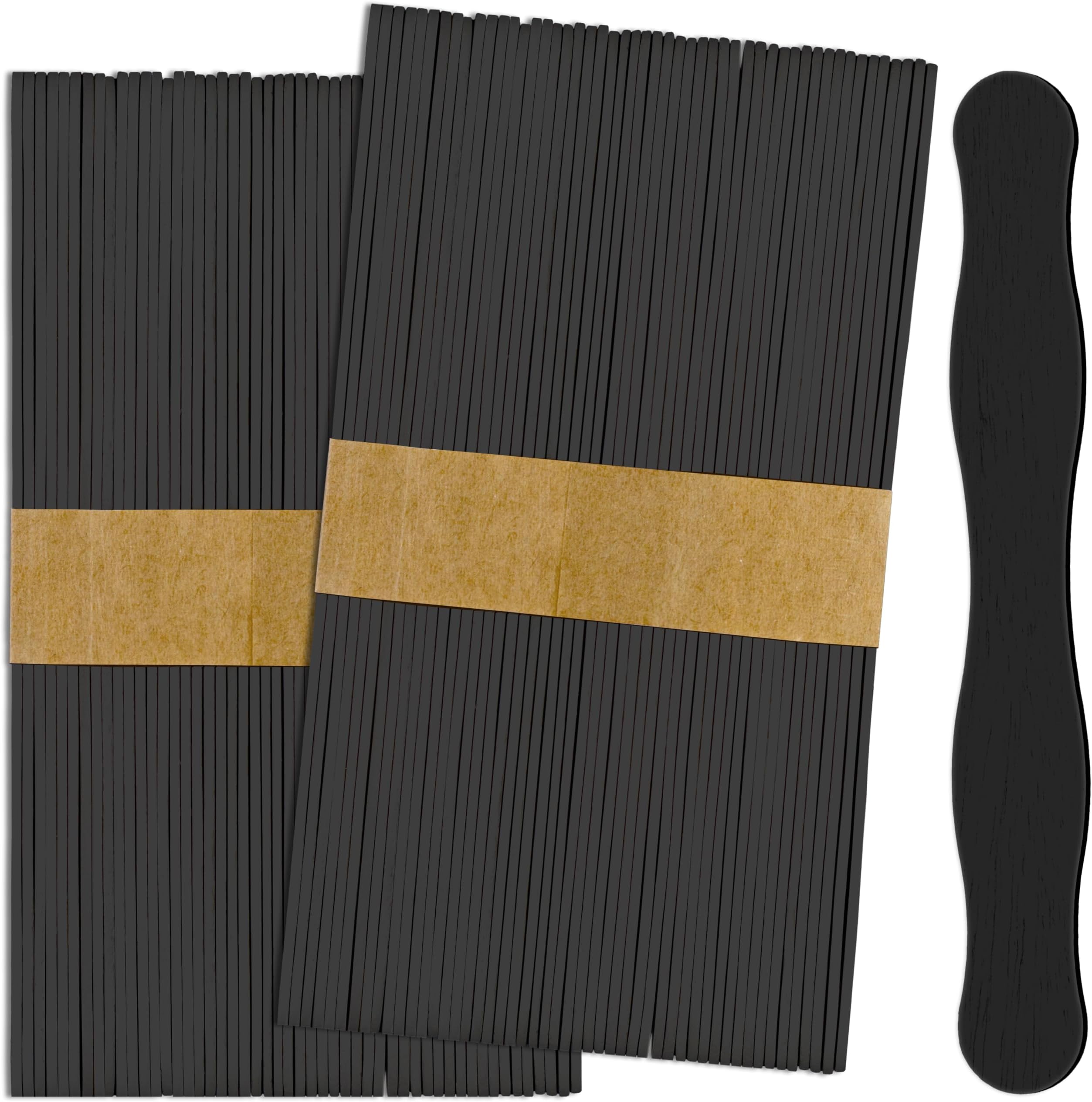 100 Pack Black Wavy Wooden Fan Handle Sticks – 8 Inch Birch Wood for Crafts, Wedding Fans, and DIY Projects