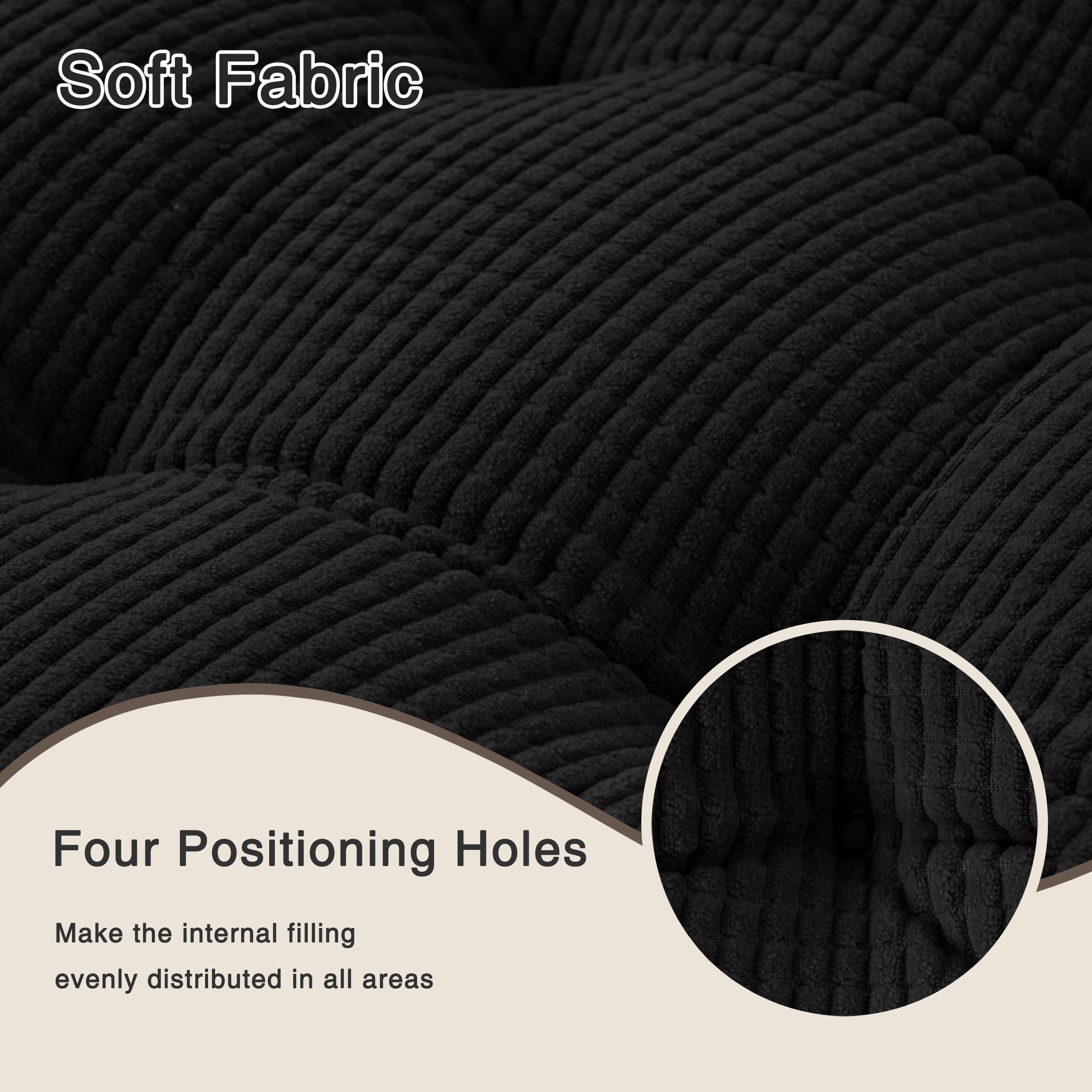 OVOV Chair Cushions for Dining Chairs Set of 4 Chair Cushion with Ties and Non-Slip Backing Tufted Thick Kitchen Chair Pads Made of Soft Fabric 42x40x8cm/17x16x3inch (Black) - Image 4