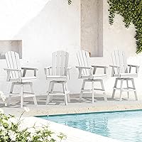 Vista 18 de SERWALL Silla de bar Adirondack giratoria de HDPE, silla Adirondack giratoria para balcón, taburetes de bar de altura de barra al aire libre