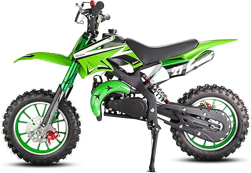 Miniatura 2 de Motocicleta de motocross de 49 cc para niños, 2 tiempos, motocicleta todoterreno a gasolina, para niños de 8 a 14 años, color verde, regalos de