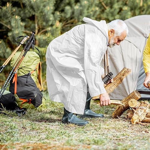 Miniatura 7 de Ponchos de lluvia desechables para adultos, paquete de 2 abrigos de lluvia para hombres y mujeres, ponchos blancos semitransparentes transparentes