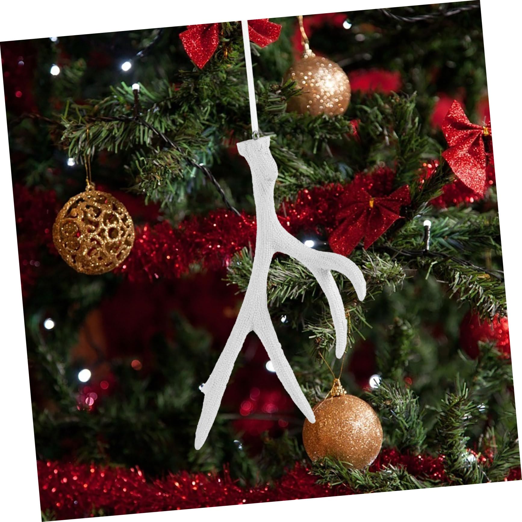 Ciieeo 5 Piezas Adornos navideños para el árbol Colgantes navideños Christmas Tree Cuernos de venado Adorno de árbol de Navidad de asta Ornamento decoración Adornos de asta de Navidad