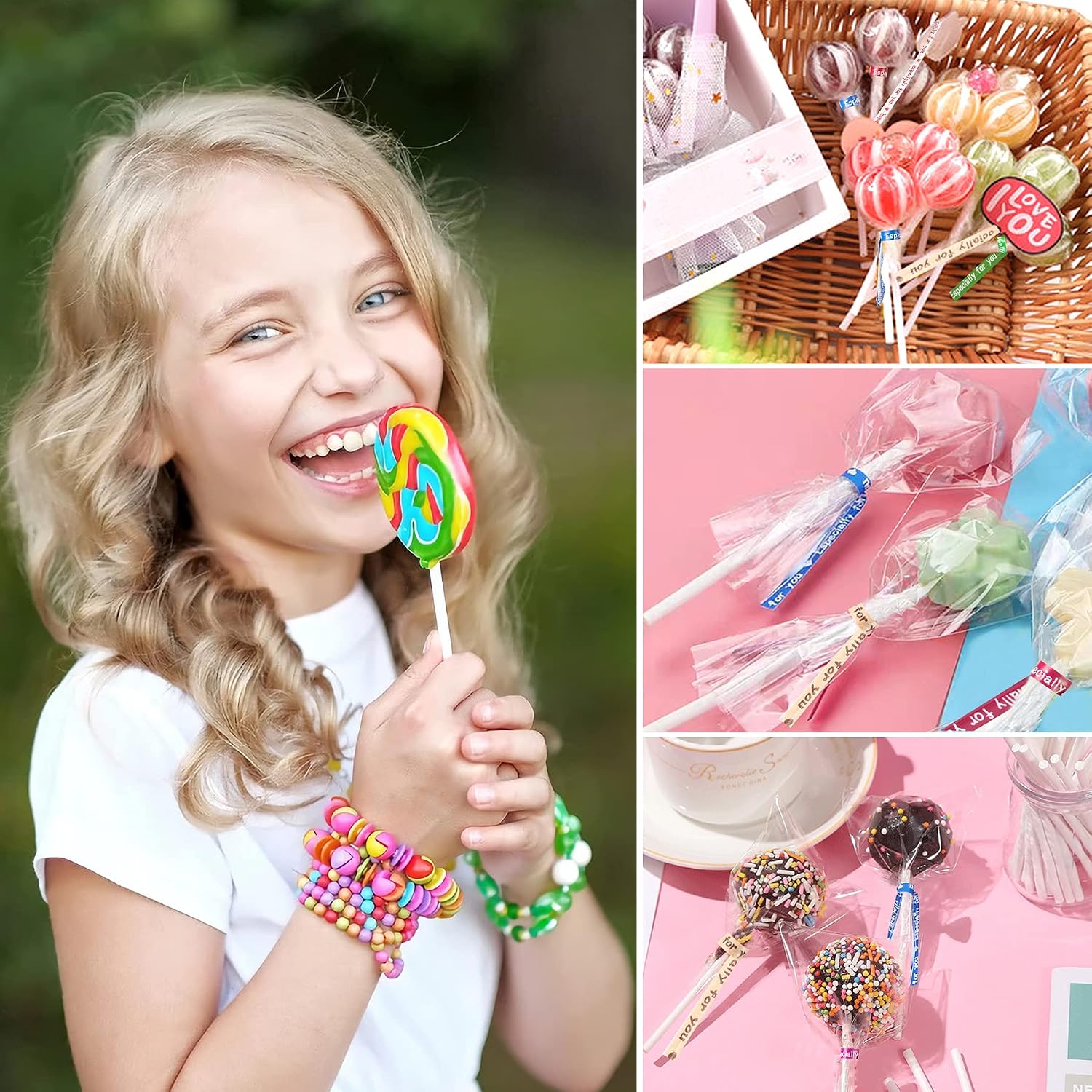 6 Inches Cake Pop Maker Kit 100Pcs Cake Pop Sticks 100Pcs Cake Pop Bags and 100Pcs Multicolor Twist Ties Total 300 Packs Lollipop Candy Making Tools