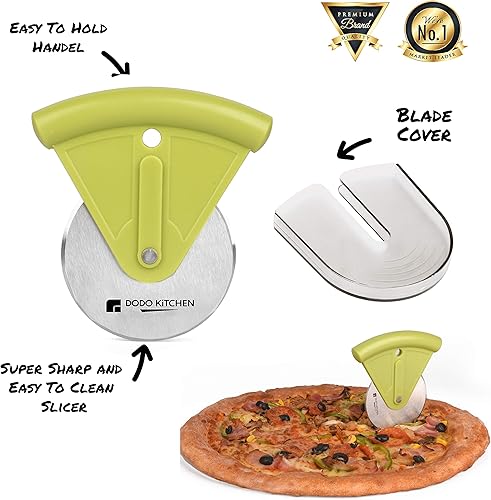 Miniatura 4 de Tijeras multifuncionales de cocina, tijeras de acero inoxidable de Dodo Kitchen + cortador de rueda de pizza, ultra afilado, cortador de alta