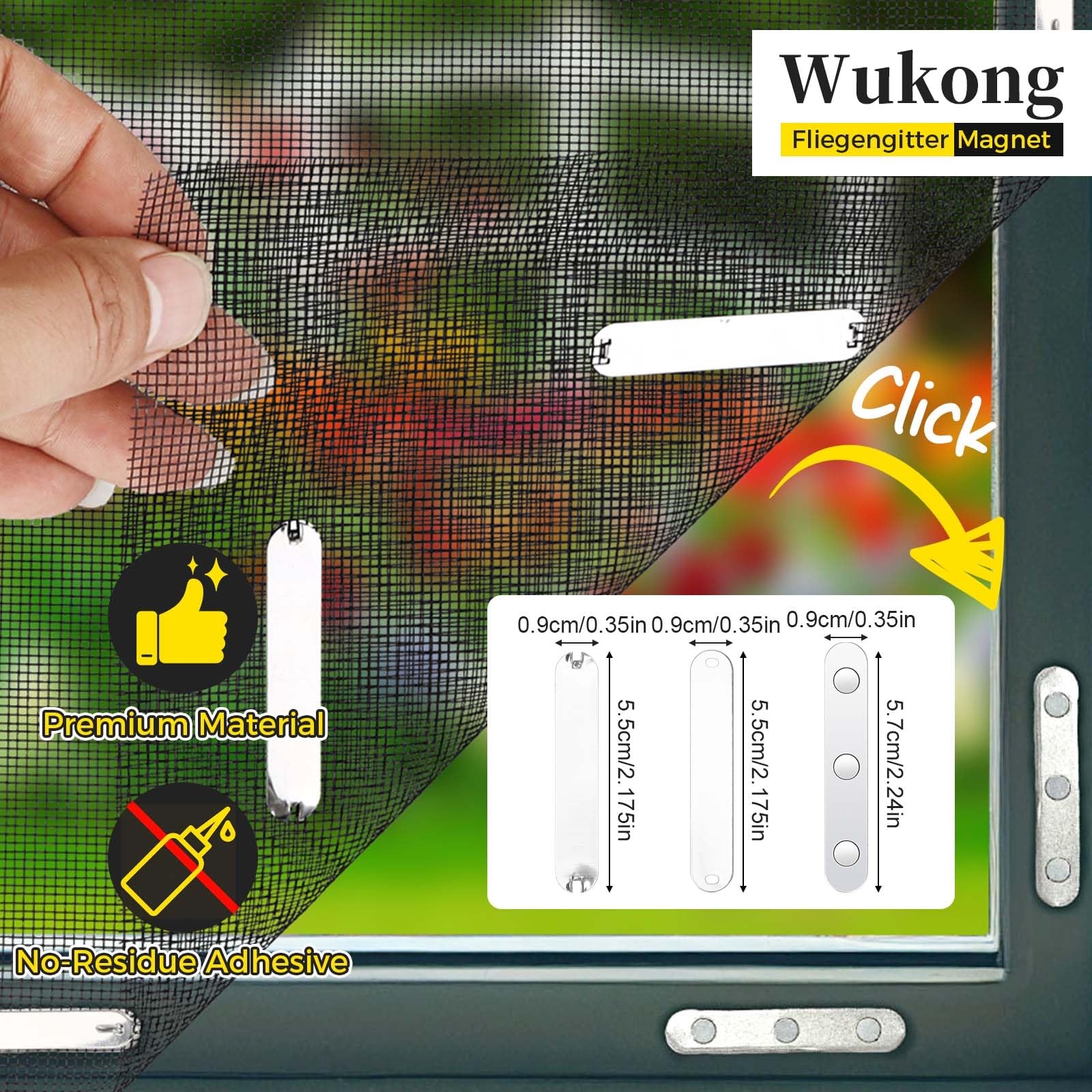Wukong Aimants pour Moustiquaire – Lot de 24 aimants puissants autocollants et réutilisables pour fixer les moustiquaires aux fenêtres, sans perçage, pour une utilisation intérieure et extérieure