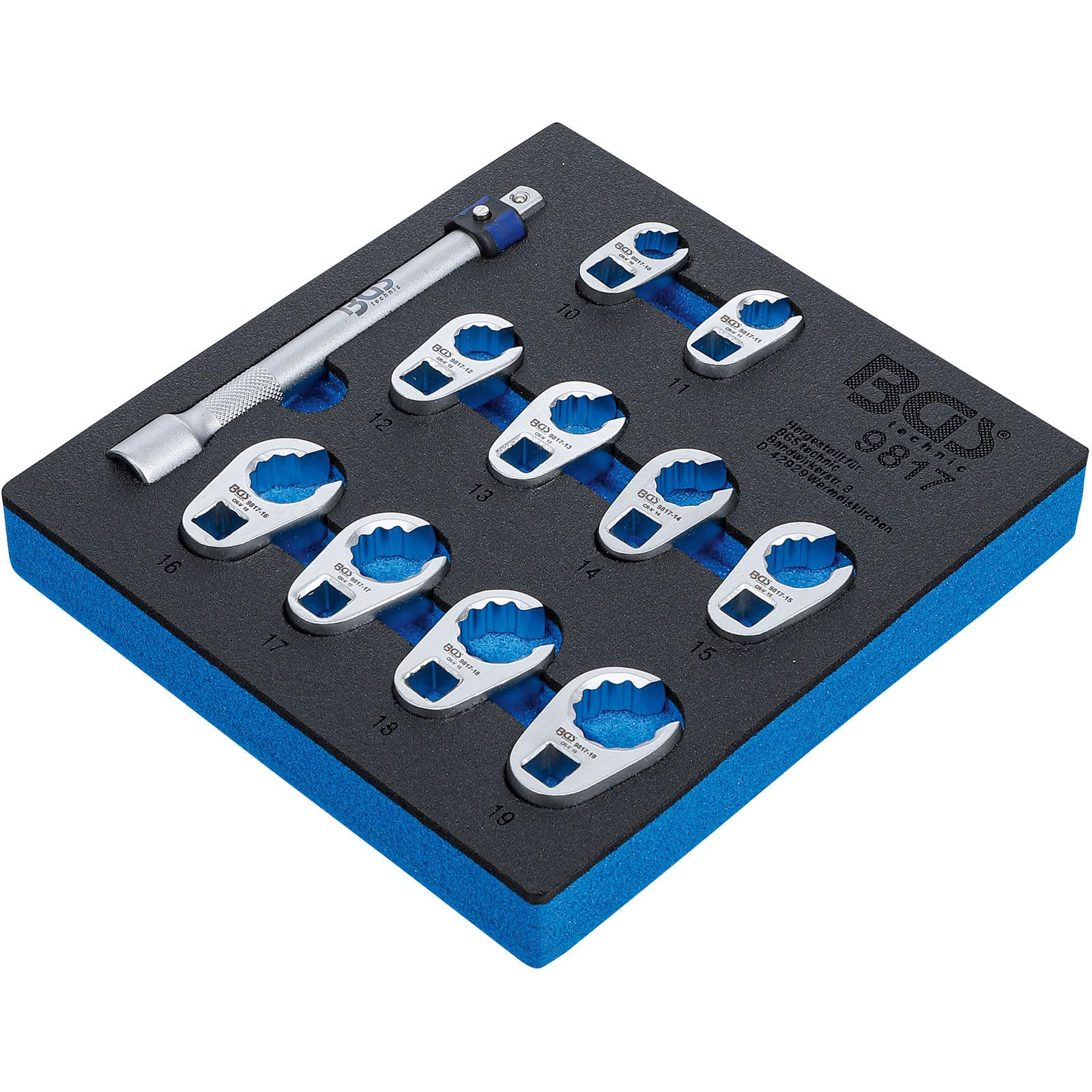 BGS 9817 | Modulo per carrelli portautensili 1/6: set di chiavi a zampa di gallo | 10 mm (3/8") | 10 - 19 mm | 11 pz.