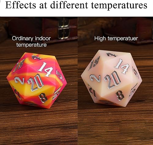 Miniatura 2 de Silico D20 - Dados grandes D20 de 2.165 in que cambian de temperatura, colores grandes D20 individuales de 20 caras, dados gigantes D20 con caja de