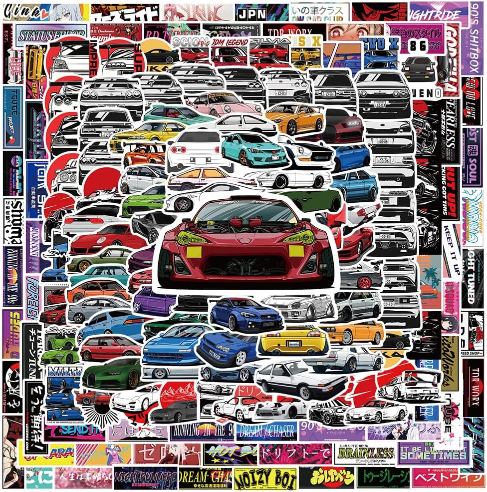 216Pcs JDM Retrofit Racing Car Stickers for Water Bottles Laptop Motorcycle Computer Guitar Skateboard Graffiti Ideas for Kids Teens Girls Adult Gifts