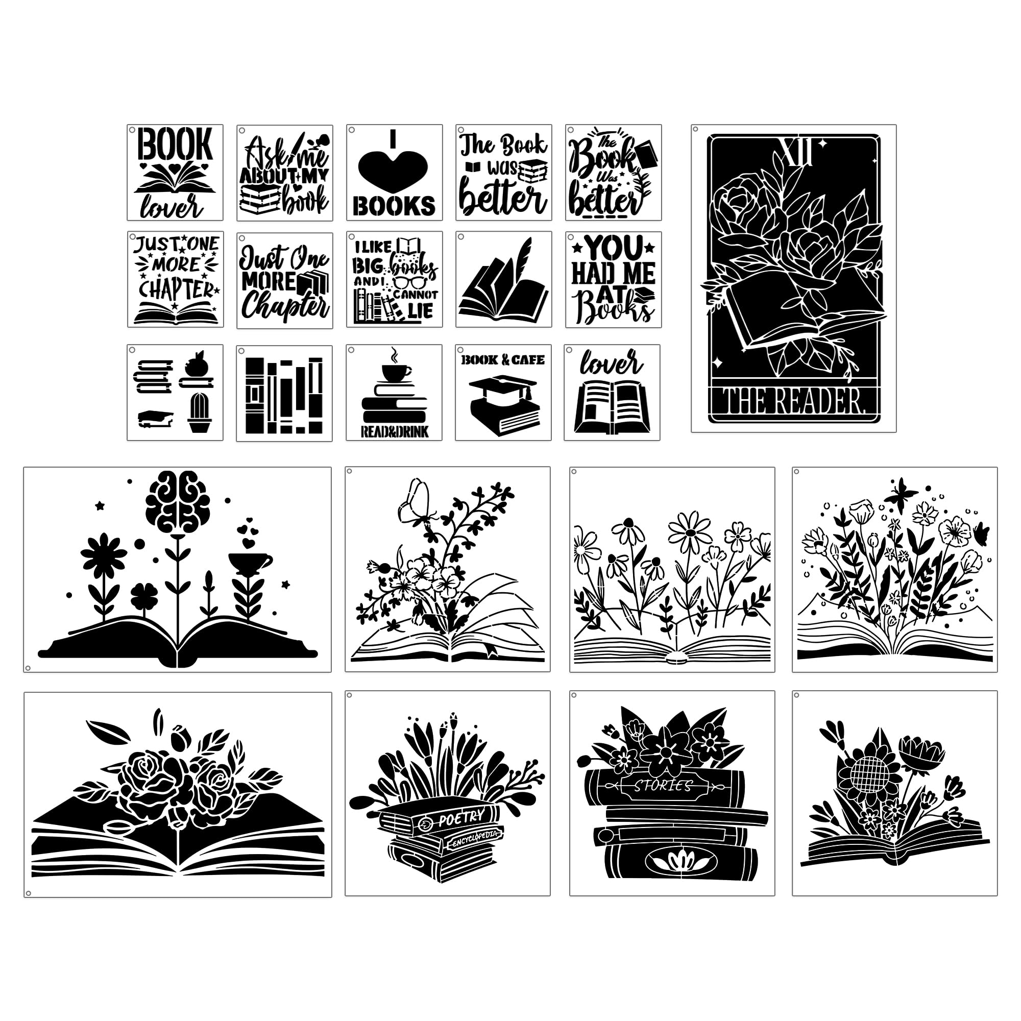 Photo 1 of AFRITEE Book Flower Stencils - 24 Pcs Reusable Floral Painting Template