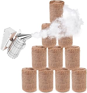 10 roll Smoker Fuel for Beekeeping, 1.4pounds Jute Burlap Roll Fuel Easily Light,Burn Continuous Long Time and Produces Clean & Cool Smoke for Beehive Smoker