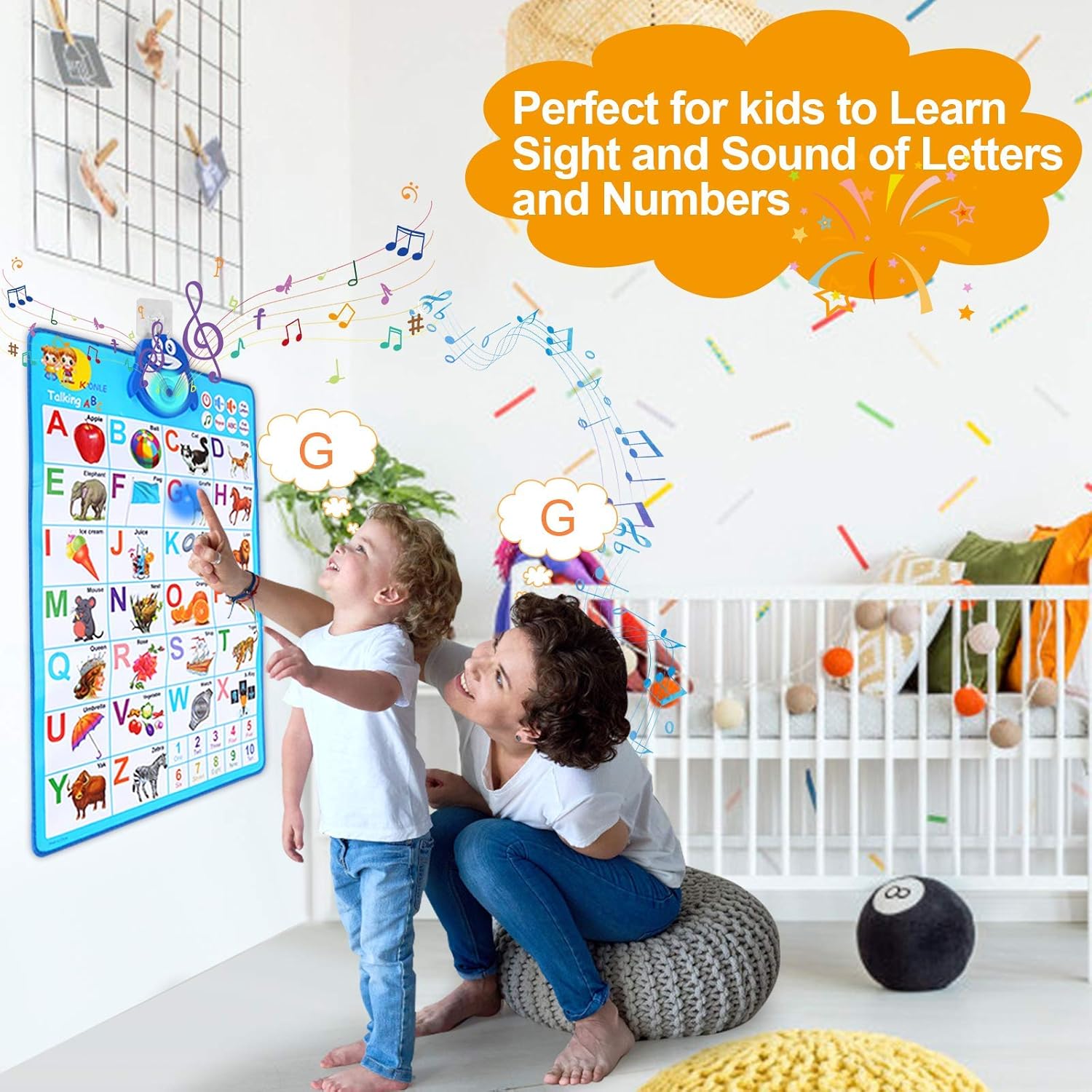 Vahome Electronic Interactive Alphabet Learning Poster for Toddlers, Educational Wall Chart Kids Toys Talking ABC + 123 + Play Music Poster, Preschool Learning Tool for Boys Girls Ages 1 2 3 4 5 6 : Toys & Games