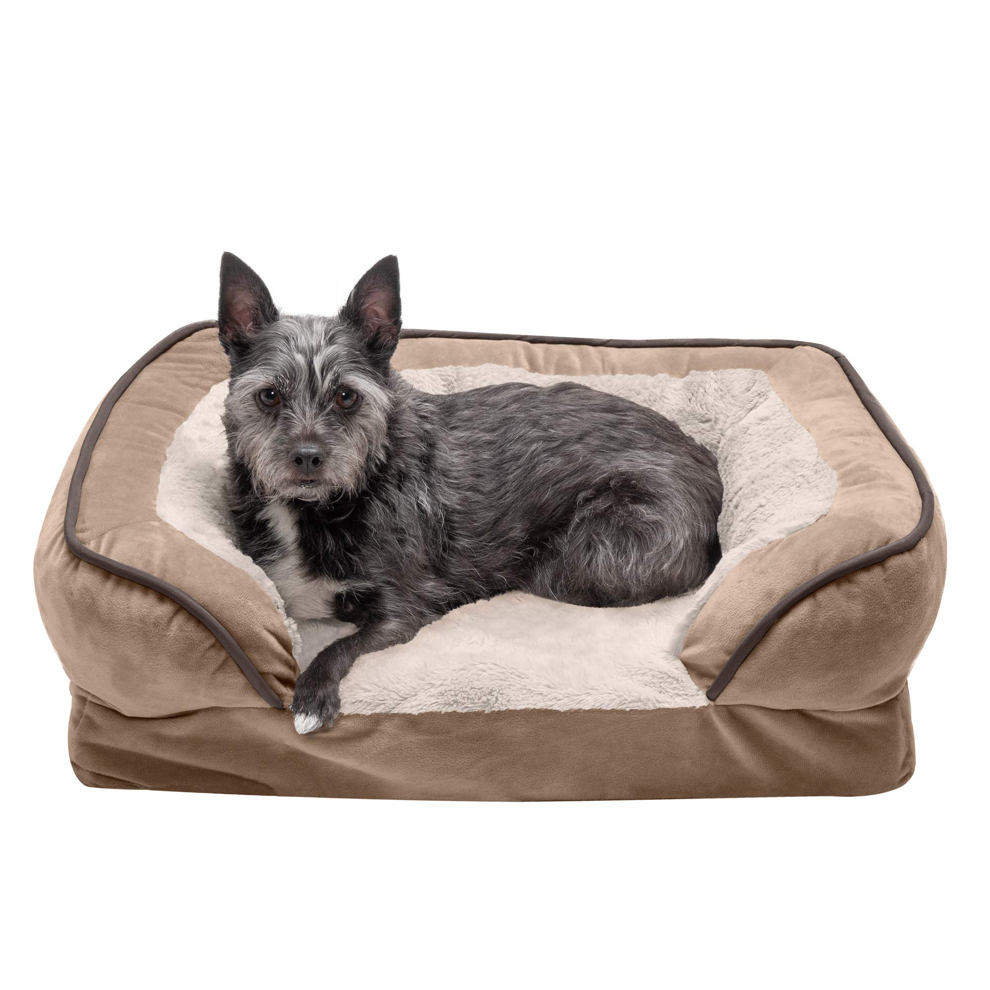 Photo 1 of *** USED IN LIKE NEW CONDITION *** Furhaven Orthopedic, Cooling Gel, and Memory Foam Pet Beds for Small, Medium, and Large Dogs and Cats - Luxe Perfect Comfort Sofa Dog Bed, Performance Linen Sofa Dog Bed, and More Sofa - Plush & Velvet Waves (Brownstone)