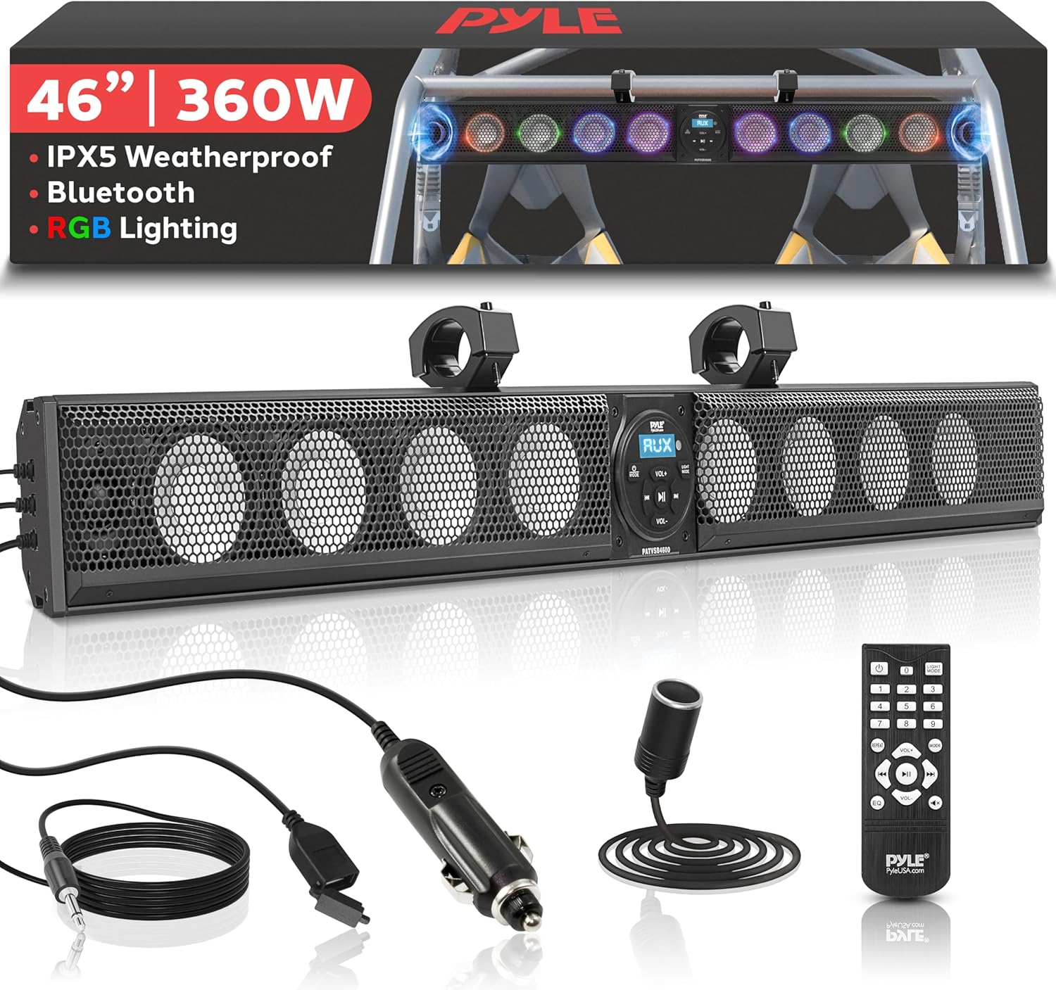 Barra de Sonido Marina Pyle 46" para ATV/UTV, Bluetooth, 360W, IPX5