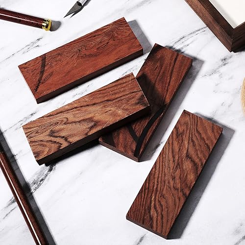 Miniatura 7 de 4 piezas de mango de cuchillo de madera natural de madera natural, básculas de cuchillo para manualidades de bricolaje (5.12 x 1.77 x 0.51 pulgadas)