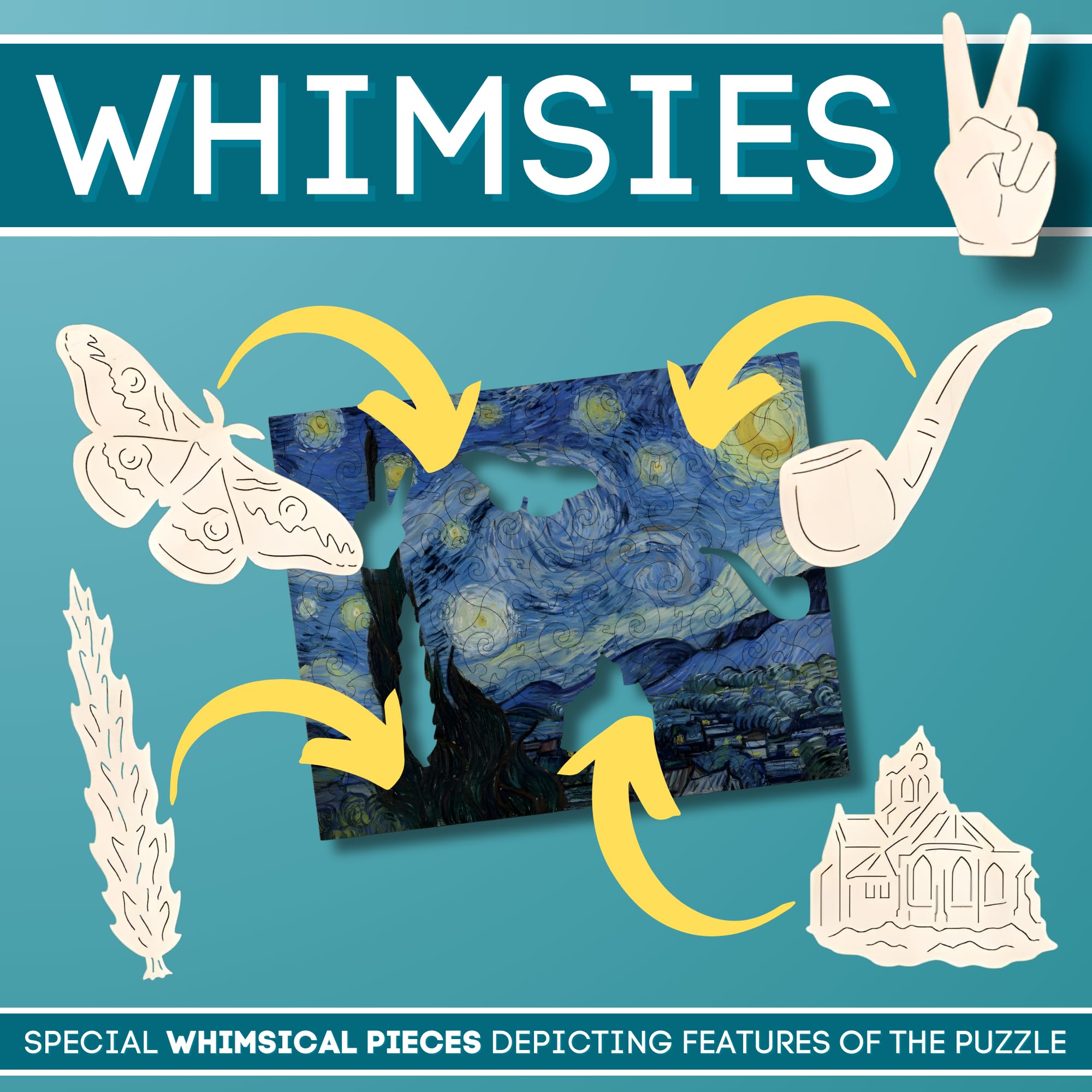 Victory Wooden Puzzles, ‘Starry Night’ Miniature Jigsaw Puzzle for Adults - Image 3