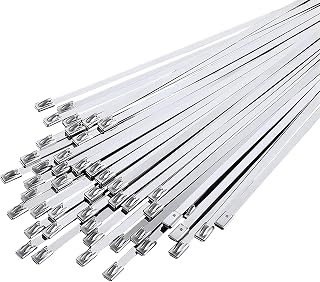 Metal Zip Tie, 30PCS 304 Stainless Steel Cable Ties Heavy Duty Self-Locking Silver Zip Ties with Steel Ball Stopper for Home Office Garage Workshop Electrical Garden Repair