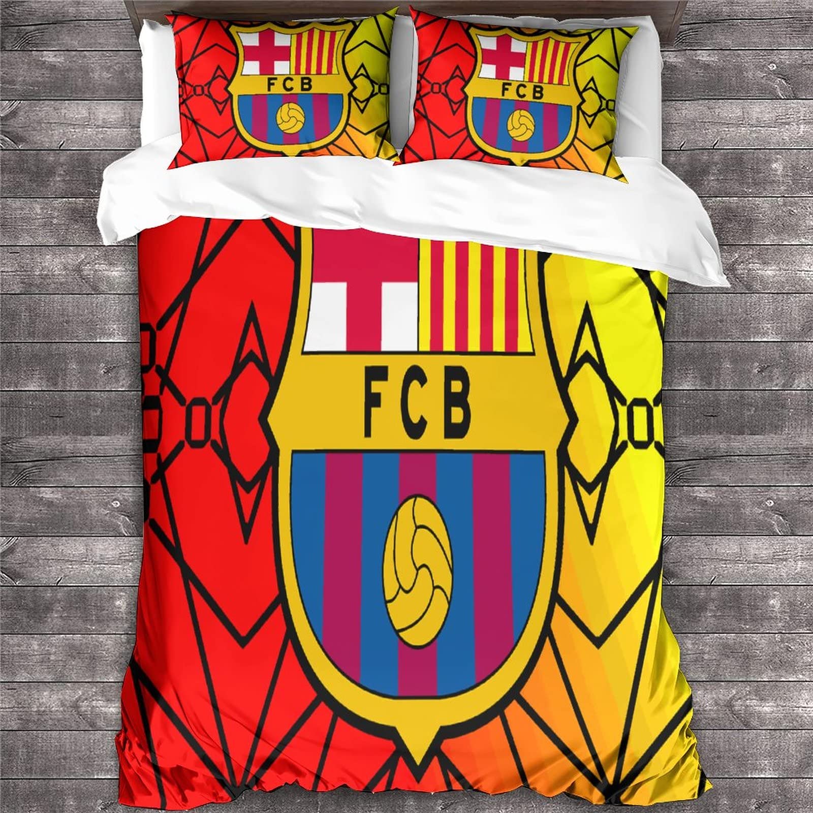 Housse De Couette FC Barcelone 3D – Parure De Lit 3 Pièces (housse + Taies) En Microfibre – Fermeture à Glissière – Tailles Disponibles De Simple à Super King