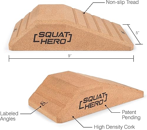 Miniatura 3 de Squat Hero, Bloque de cuña de corcho, perfecto para rodillas sobre los dedos de los pies y entrenamiento de sentadillas de profundidad completa,