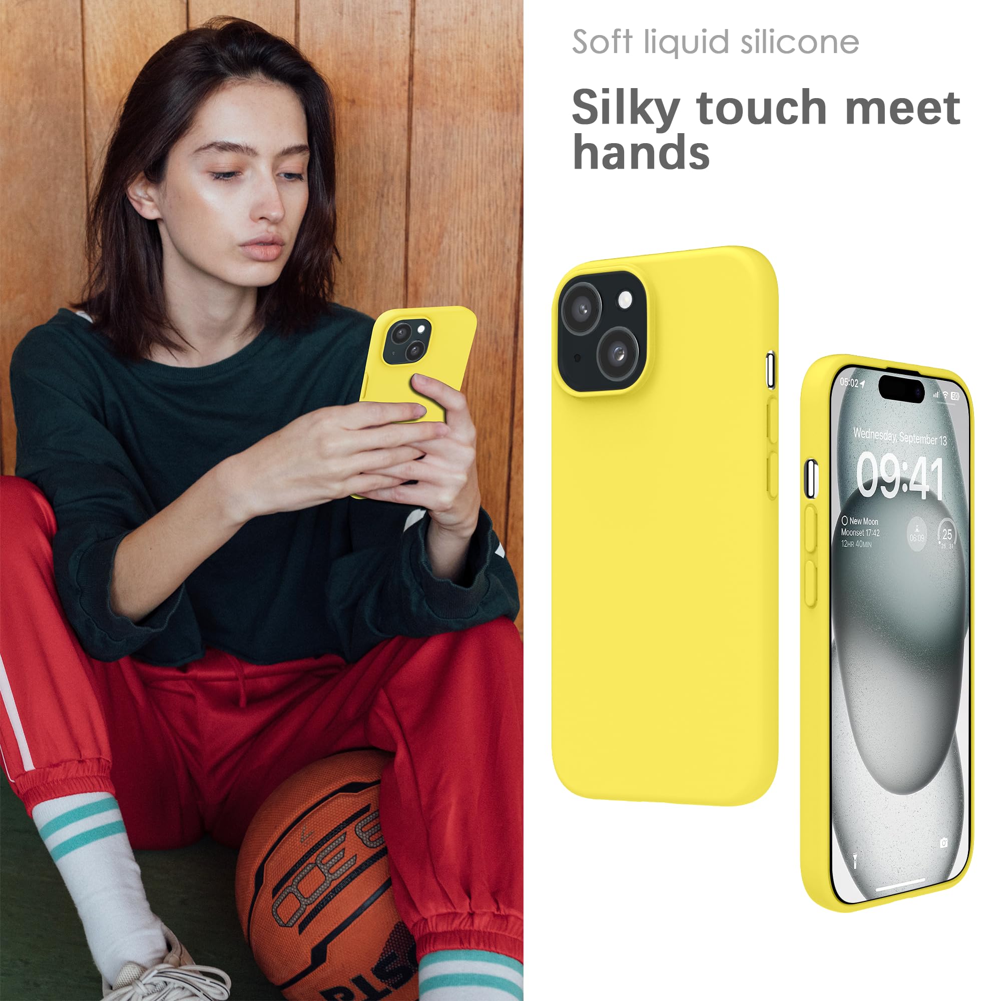YATWIN Silicone Case for iPhone 15, Soft-Touch, Shockproof, DustProof - Image 4