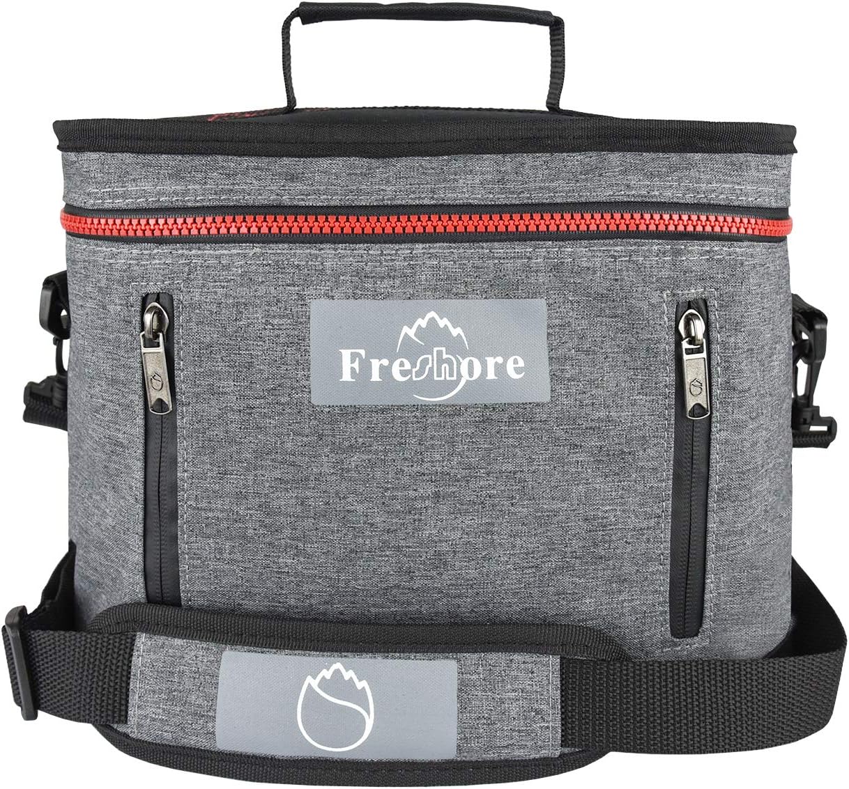 Freshore Insulated Lunch Cooler Bag for Box Men Reusable Snack Food Pouches/Travel Beach Camping Bottle Wine Opener Kit Utensils Tote (Dark Grey)