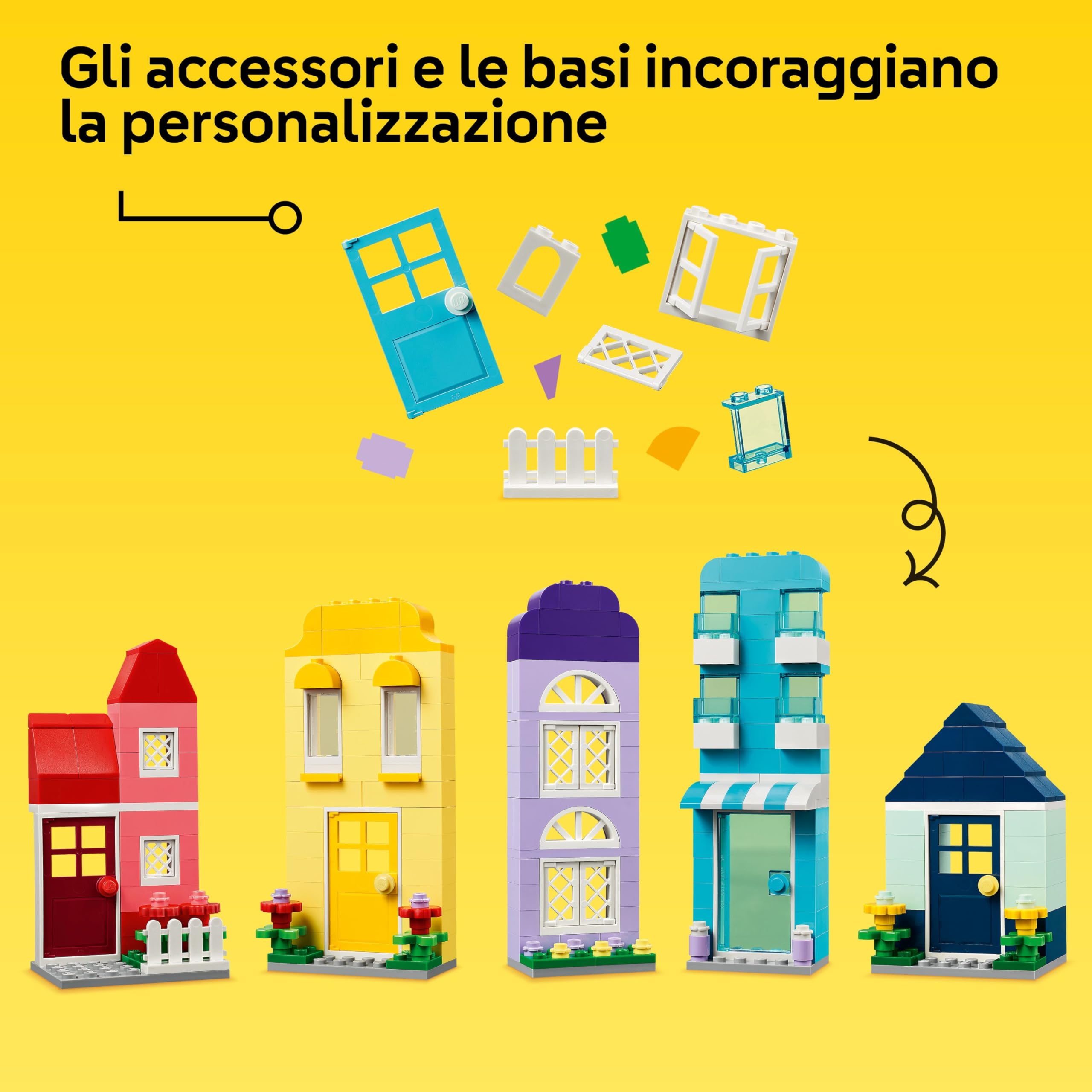 LEGO Classic Case Creative, Set Costruzioni in Mattoncini, Giochi per Bambini e Bambine da 4 Anni in su, Modellini di Casa Giocattolo con Accessori per Giovani Costruttori 11035