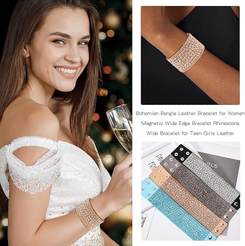 Miniatura 3 de Long tiantian Pulseras para mujer, joyería bohemia de moda para mujer, pulseras de diamantes de imitación para mujer, pulseras bohemias de cuero