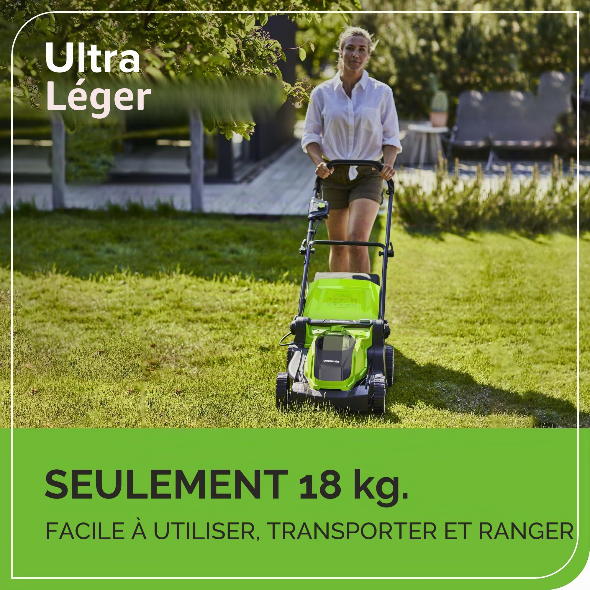 Greenworks G40LM41K2X Tondeuse à Gazon sans Fil pour Pelouses Jusqu'à 500m², Largeur de Coupe 41 cm, Sac de 50L, INCLUS Deux Batteries 40V 2Ah et Un Chargeur, Garantie 3 Ans